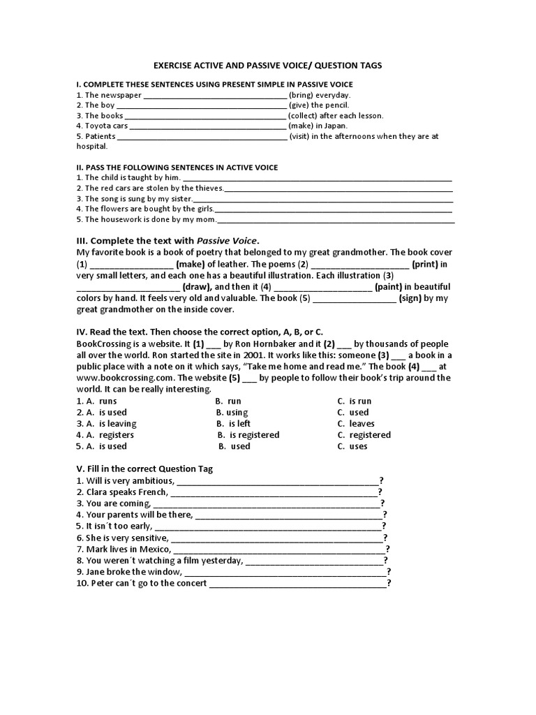 Passive and Active Voice Exercise | PDF | Language Arts & Discipline