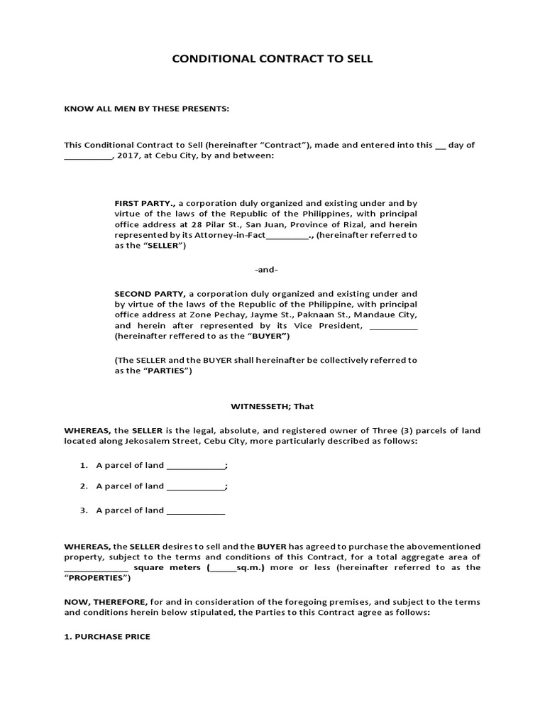 conditional-contract-to-sell-sample-deed-easement