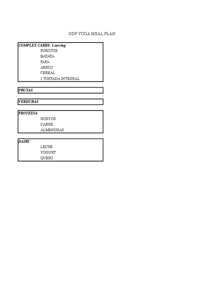 DDP Yoga Meal Plan PDF