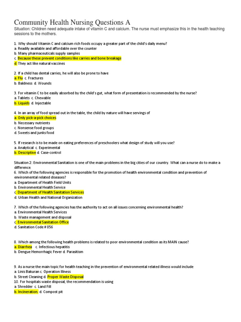 Community Health Nursing Questions A PDF Pregnancy Epidemiology