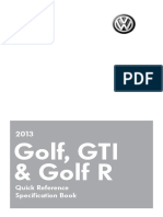 2013 Golf GTI Golf R Quick Reference Specification Book PDF