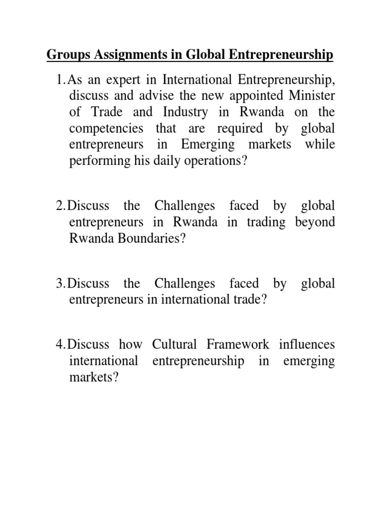 entrepreneurship group assignment