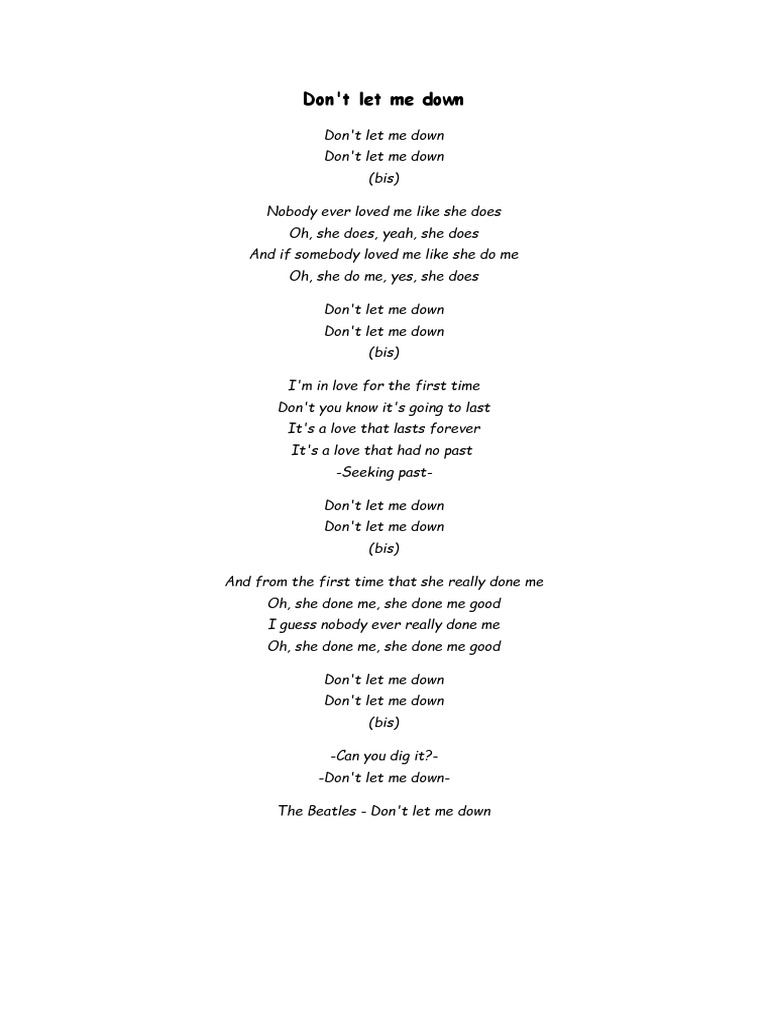 Don T Let Me Down Beatles Letra Don't My Down The Beatles | PDF