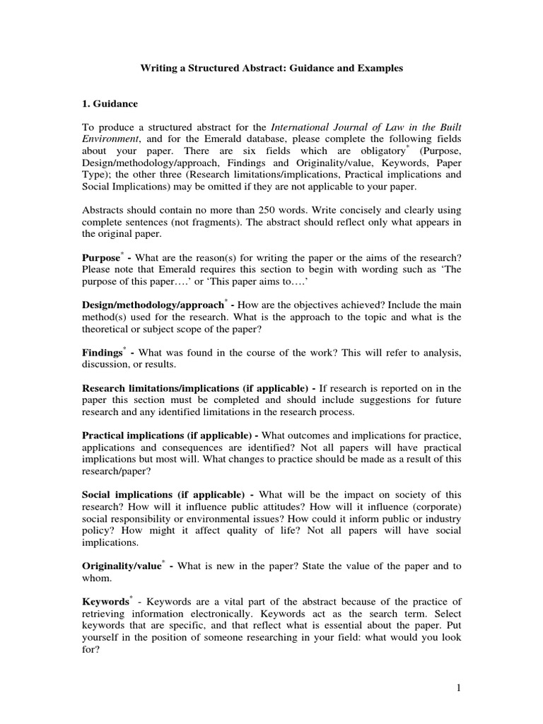Abstracts (Guidance & Examples) Case Study Abstract (Summary)