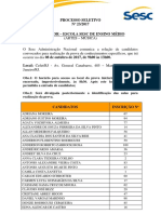 Processo seletivo para professor de música no Sesc RJ