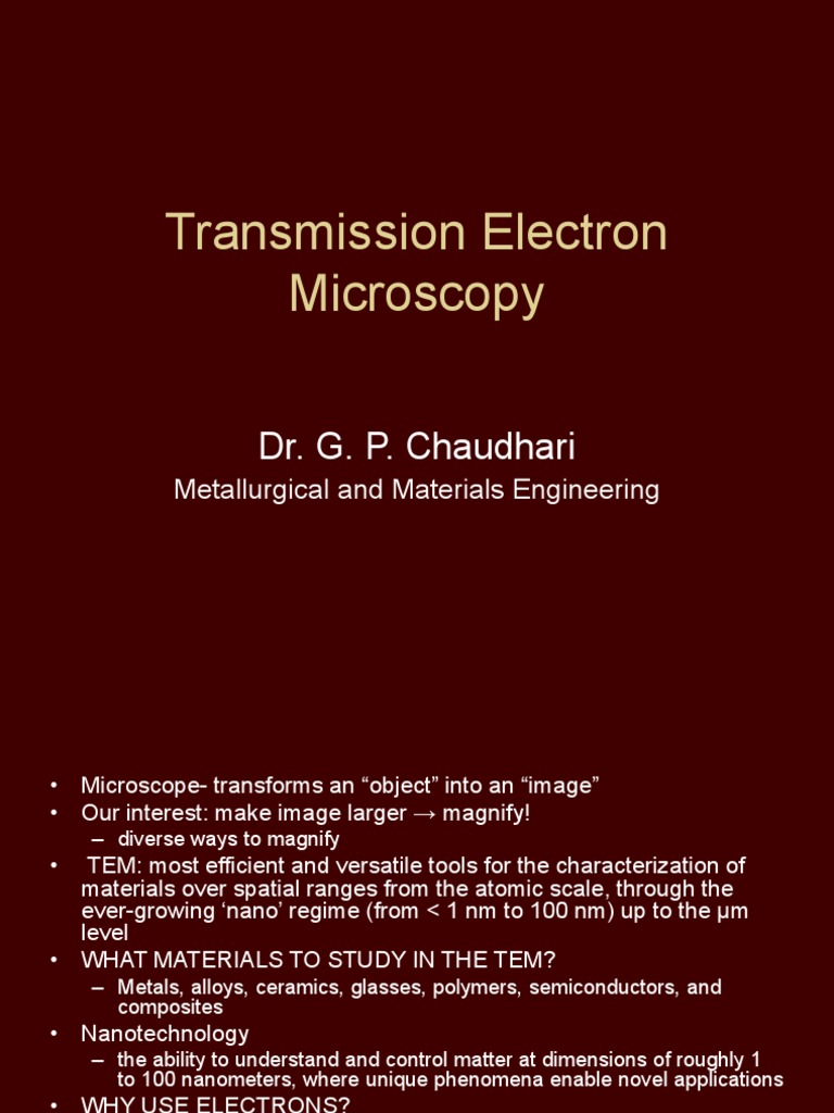 Transmission Electron Microscopy Overview | PDF | Transmission Electron ...