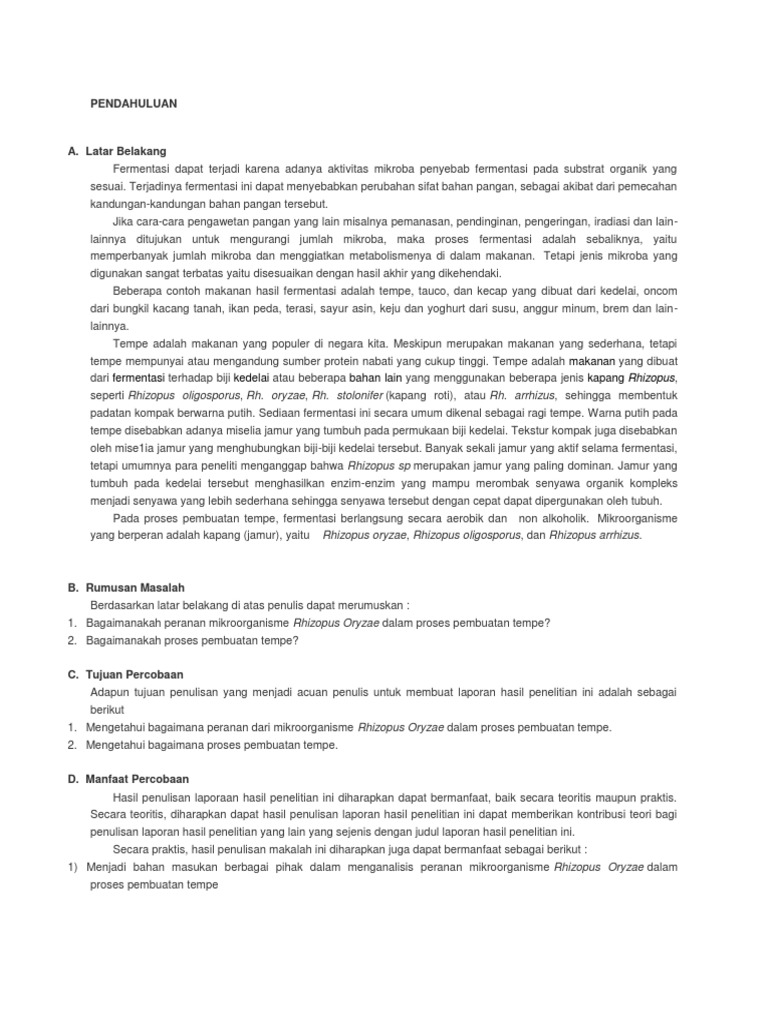 Laporan Pembuatan Tempe