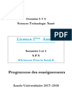 Programme 2017-2018 SPS 2eme Année