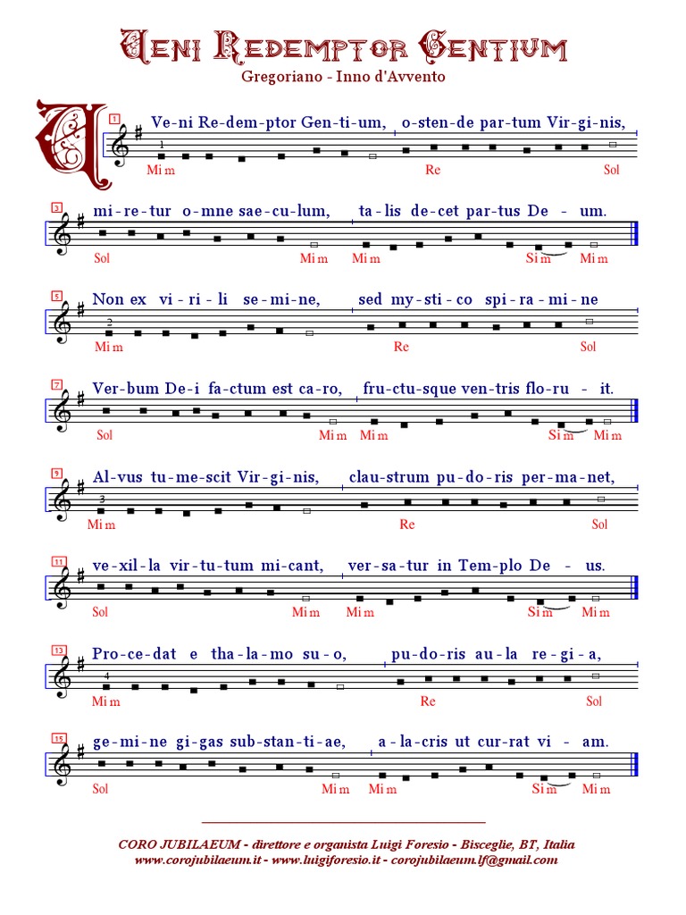 Veni Redemptor Gentium PDF
