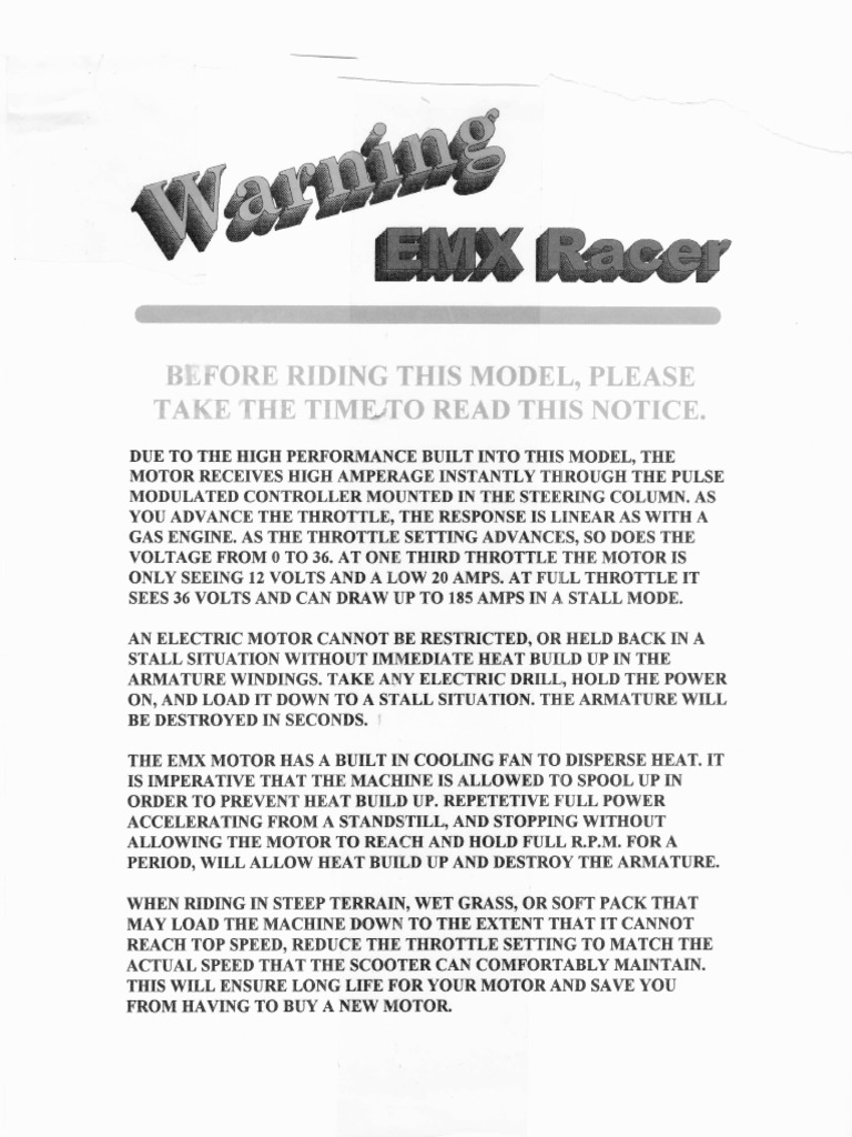 Badsey EMX Racer Scooter Manual PDF Tire Steering