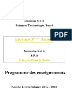 Programme 2017-2018 SPS 3eme Année