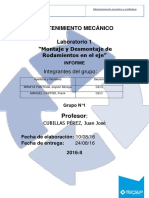 Informe - 1 - Desmontaje y Montaje de Rodamientos PDF