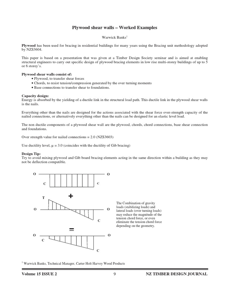 Plywood Shear Wall Design PDF Truss Framing (Construction)