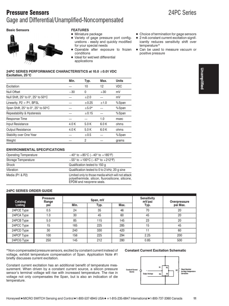 Pressure Sensor Honeywell PDF Sensor Switch
