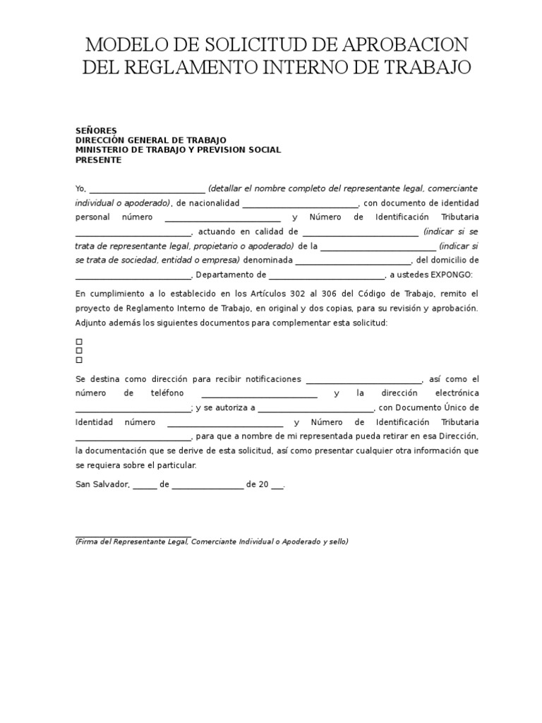 Modelo de solicitud de aprobación del reglamento interno de trabajo.doc