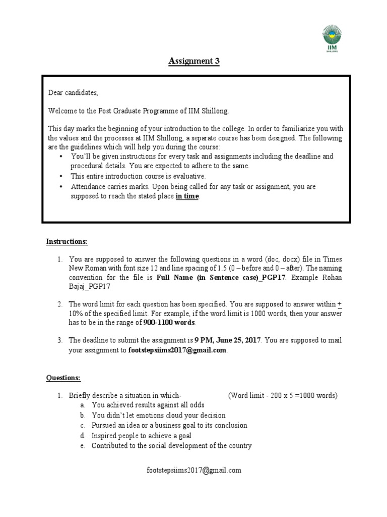 IIM Shillong Assignment Guidelines | PDF | Cognition | Science