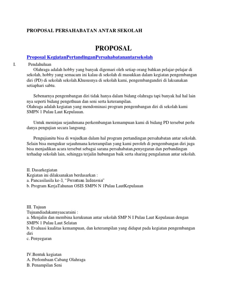 Proposal Persahabatan Antar Sekolah