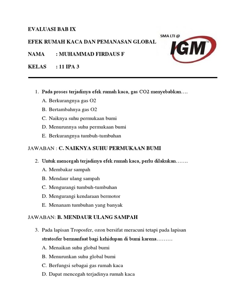 Soal Pemanasan Global