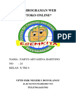 Pemrograman Web Toko Online : Nama: Fabyo Aryasena Hartono NO: 24 Kelas: X Tki 4