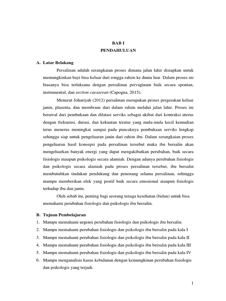 Makalah Perubahan Fisologi Dan Psikologi Pada Persalinan Pdf