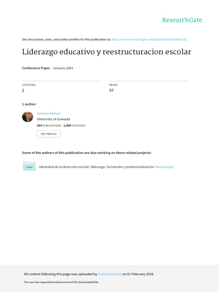 Liderazgo Educativo y Reestructuracion Escolar | PDF | Plan de estudios ...