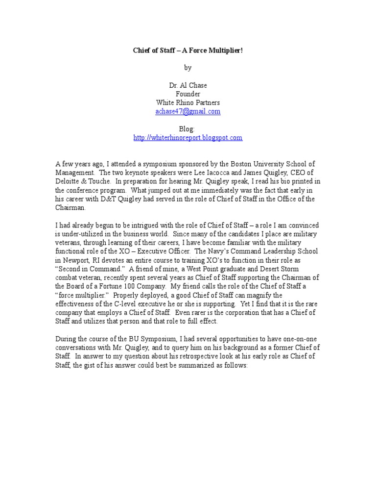 Chief of Staff White Paper | Executive Officer | Chief Executive ...