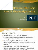 IV. Energy Balance (The First Law of Thermodynamics)