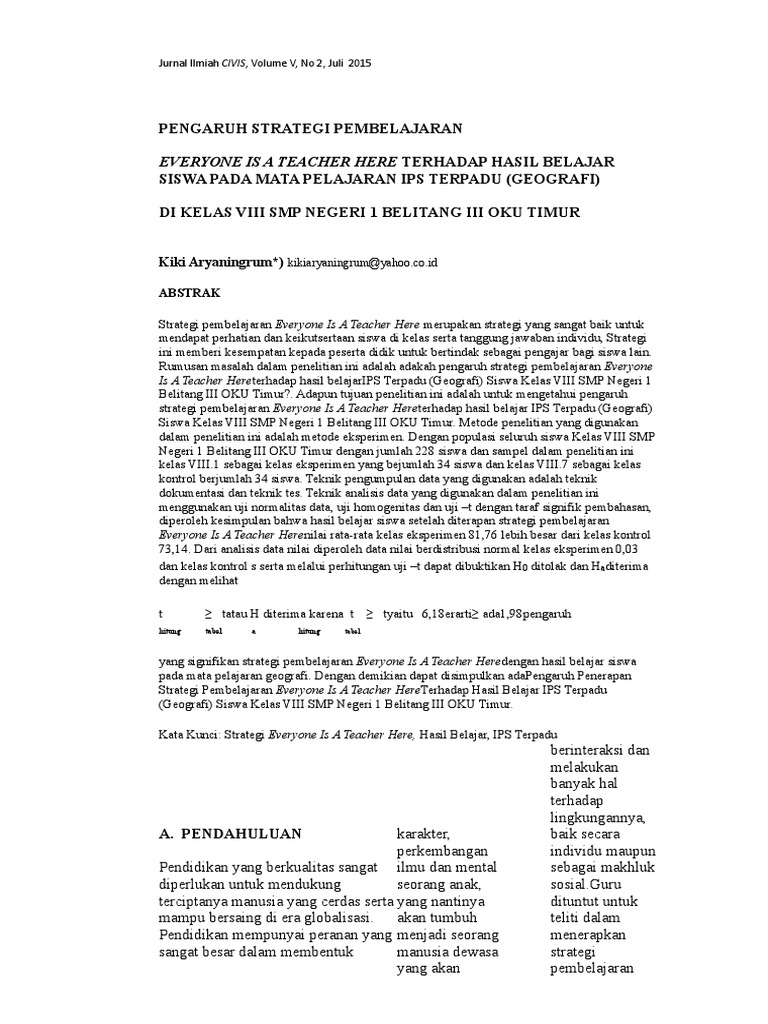 Jurnal Strategi Pembelajaran | PDF