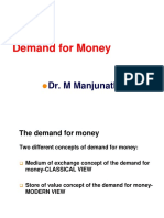 Demand For Money: Dr. M Manjunath Shettigar