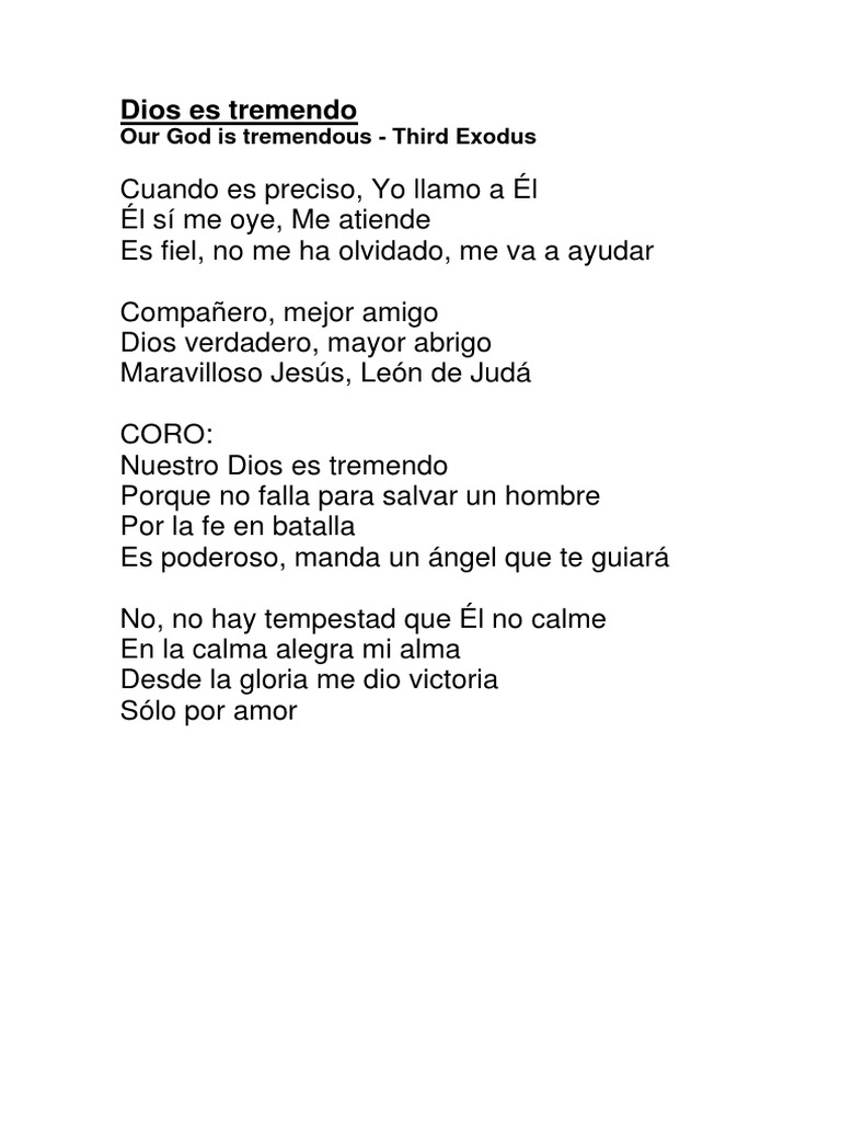 Dios Es Tremendo - Letra | Religión y creencia