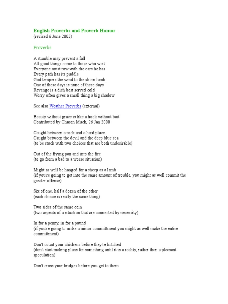 English Proverbs and Proverb Humor | PDF | Proverb | Wisdom