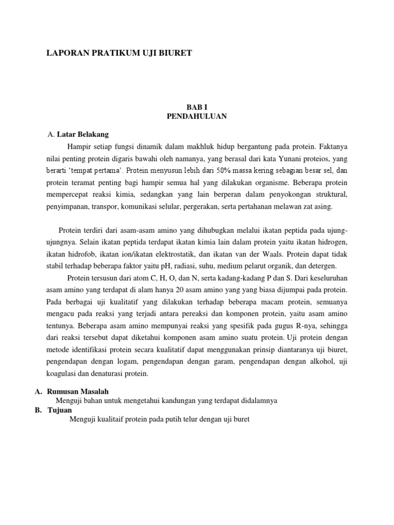 Laporan Pratikum Uji Biuret Docx