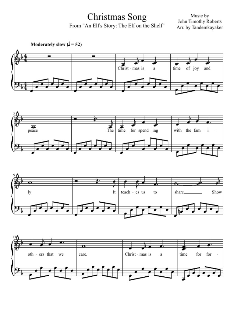An Elfs Story PDF | PDF | Winter Holidays | Christmas for Christmas Songs Piano Sheet Music Free Printable