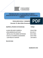 Prevención Del Alcoholismo en Niños y Adolescentes de La Comunidad de Casacancha Ingenio