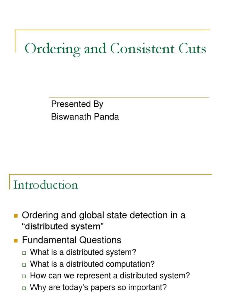 Ordering and Consistent Cuts | PDF | Distributed Computing | Message ...