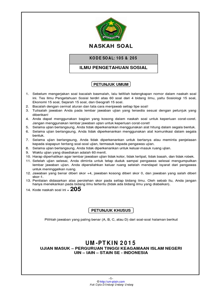 2015 Soal Um Ptkin Ips 1