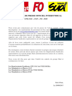 Communiqué de Presse Officiel Intersyndical CFE-CGC - CGT - FO - SUD - I...