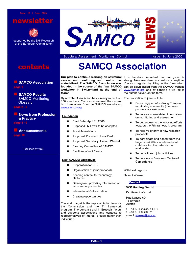 SAMCO Newsletter June 2006 Edition | PDF | Statistics | Mechanics