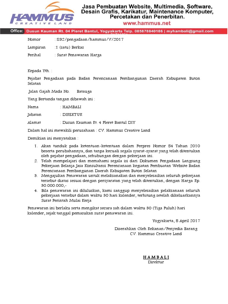 Contoh Surat Penawaran