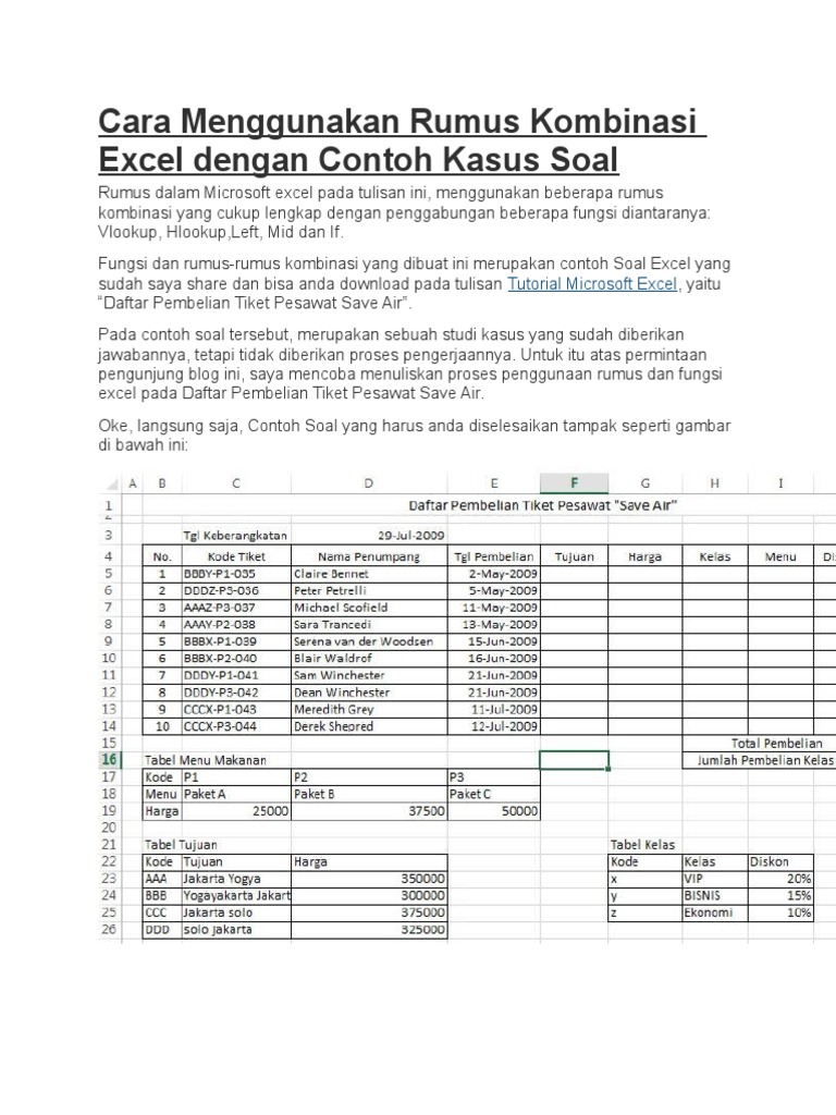 Cara Menggunakan Rumus Kombinasi Excel Dengan Contoh Kasus