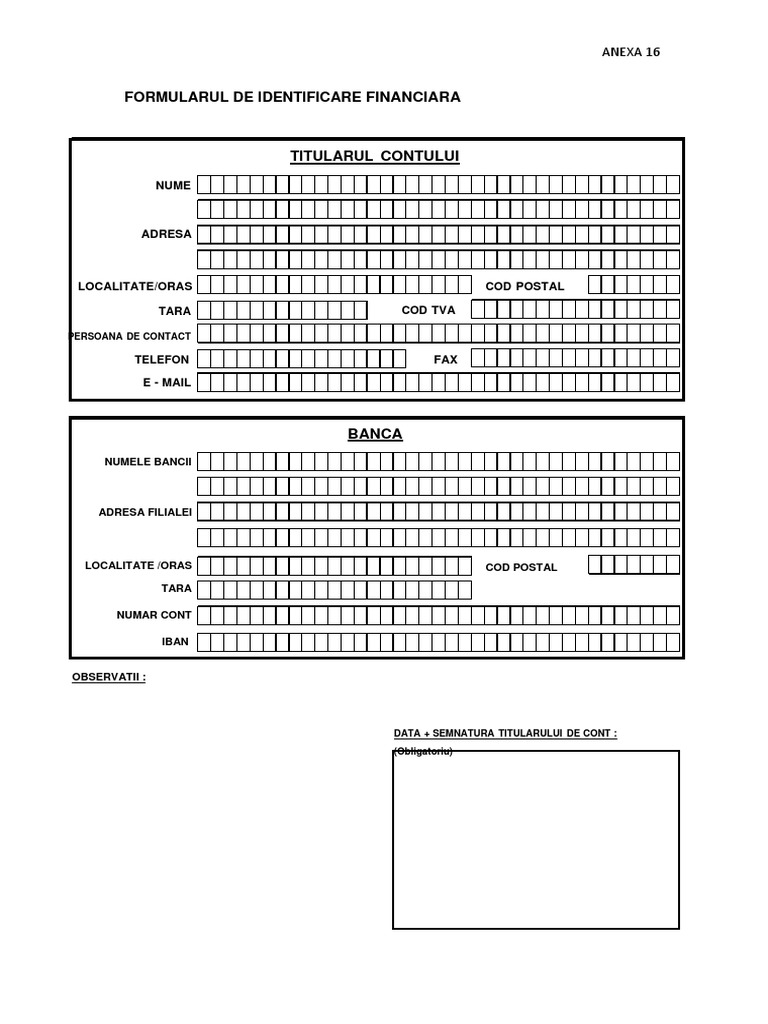 Anexa 16 - Model FIF | PDF