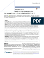Evaluation of a Continuous Community Based ITN Distribution Pilot in Lainya County South Sudan