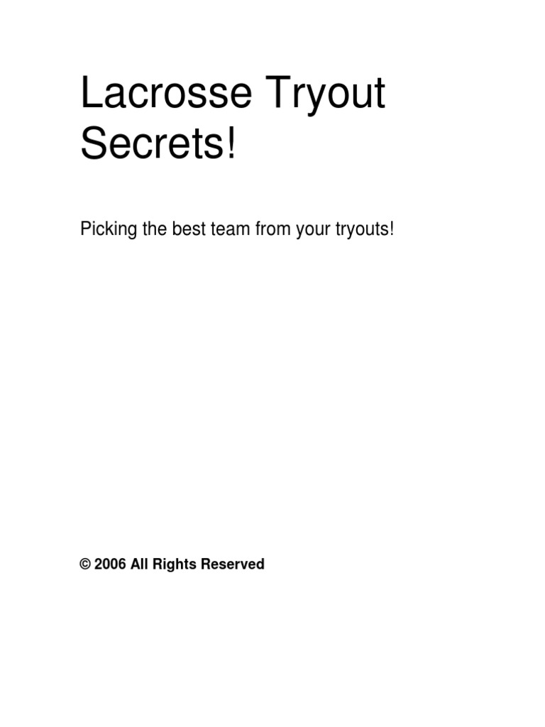Lacrosse Try Out Secrets 12 PDF Sports Rules And Regulations Sports