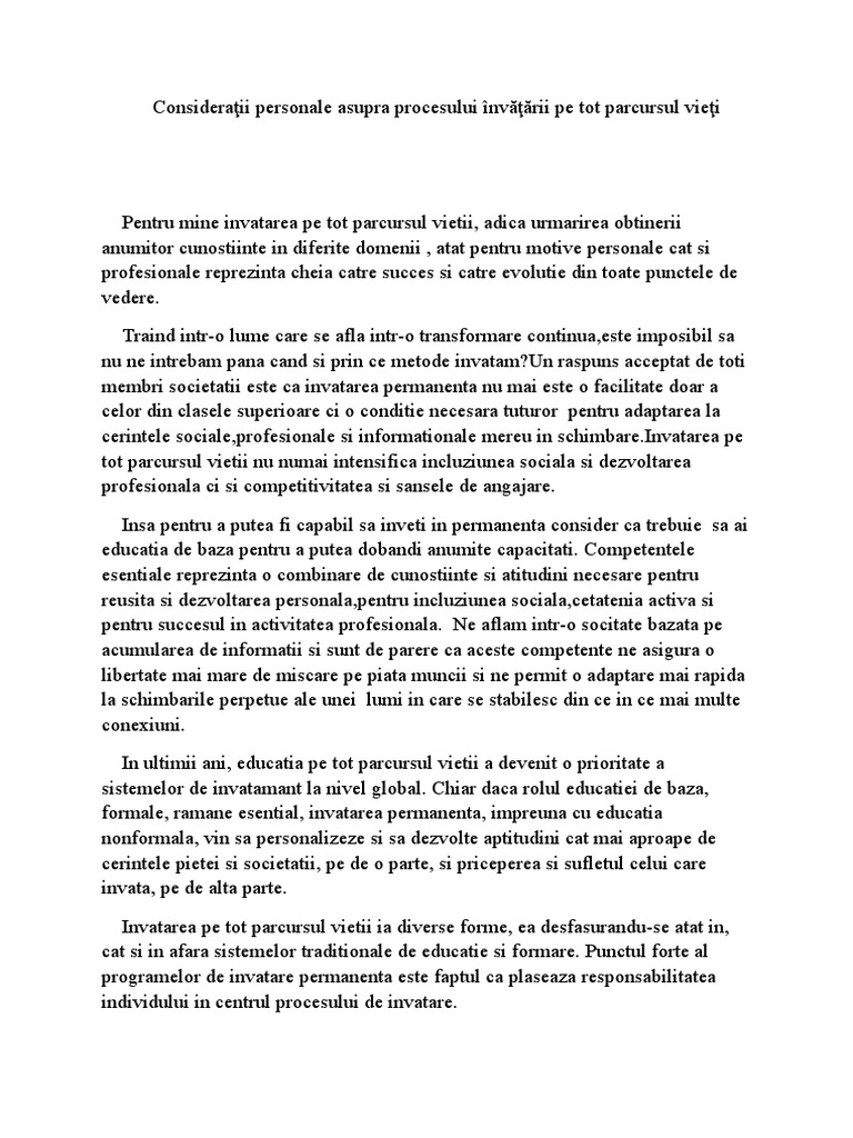 Invatarea Pe Tot Parcursul Vietii