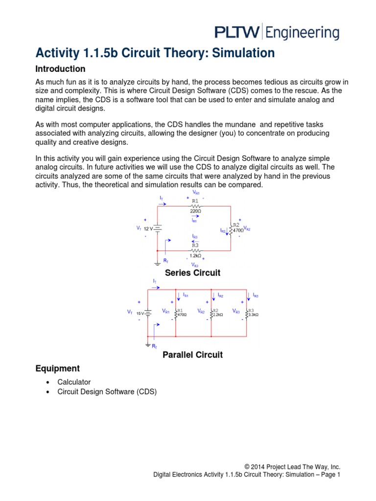 Activity 1.1.5b Circuit Theory: Simulation | PDF | Electrical Network ...