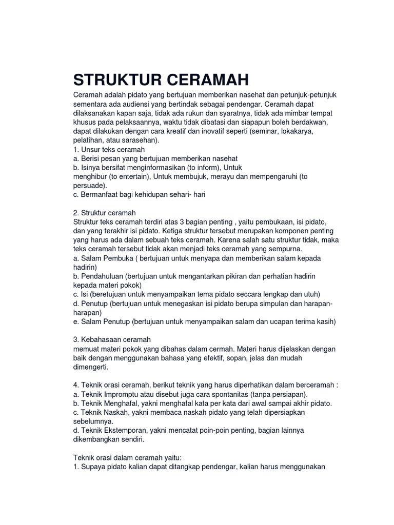 STRUKTUR CERAMAH STRUKTUR CERAMAH