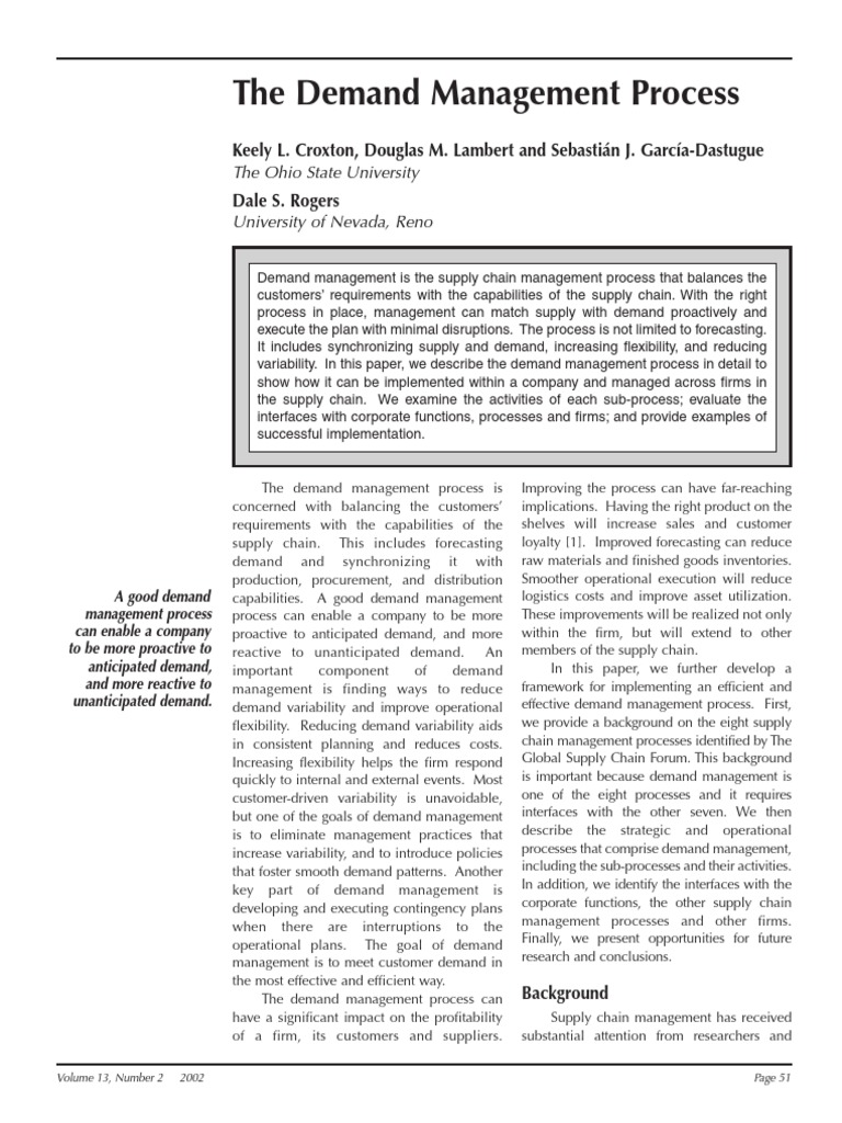 The Demand Management Process: The Ohio State University University of ...