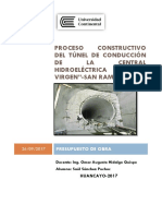 Proceso Constructivo Del Túnel de Conducción de La Central Hidroeléctrica