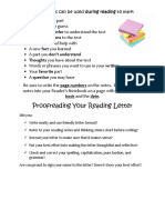 Sticky Notes 2c Proofreading Your Reading Letter 2c and Thinking Stems 5b1 5d