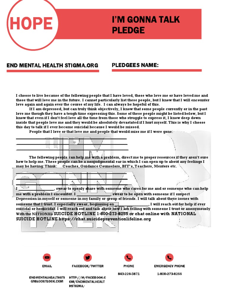 Love and Support Pledge for Mental Health | PDF